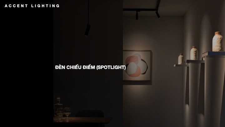 Các loại đèn chiếu sáng cho không gian nội thất Đèn chiếu điểm (Spotlight):