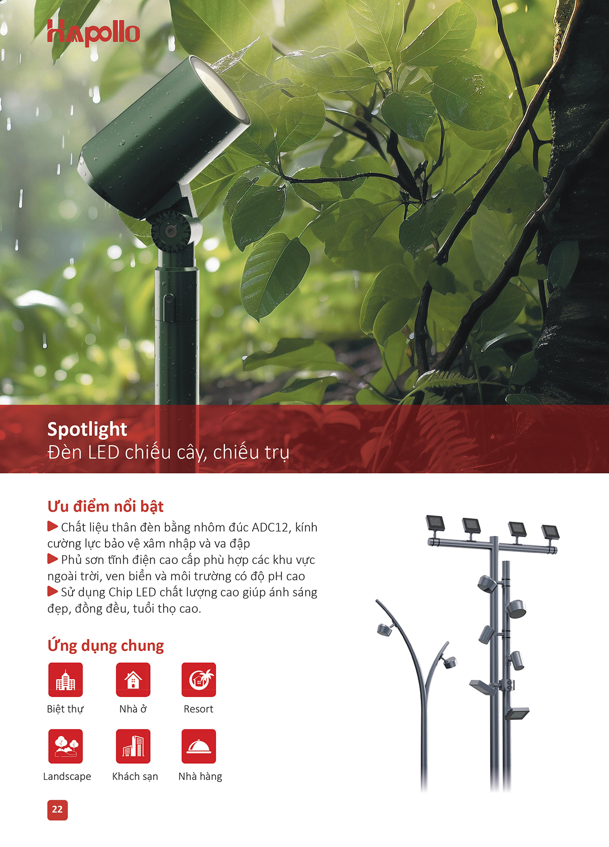 Các loại đèn Led trang trí ngoài trời phổ biến hiện nay Đèn Led chiếu cây