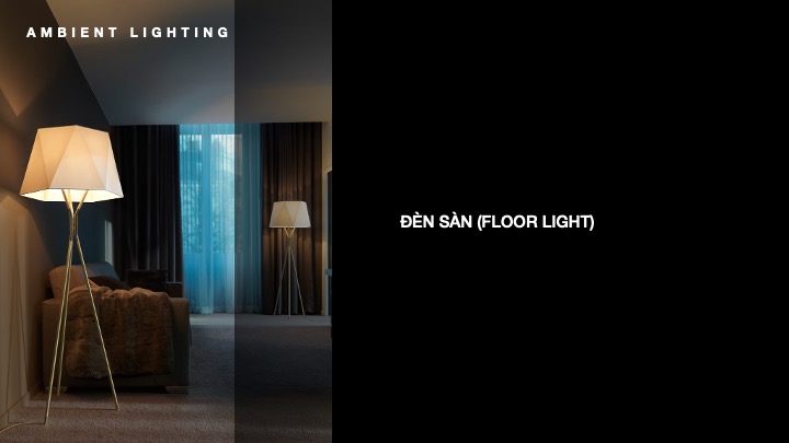 Các loại đèn chiếu sáng cho không gian nội thất Đèn Sàn (Floor lamp):